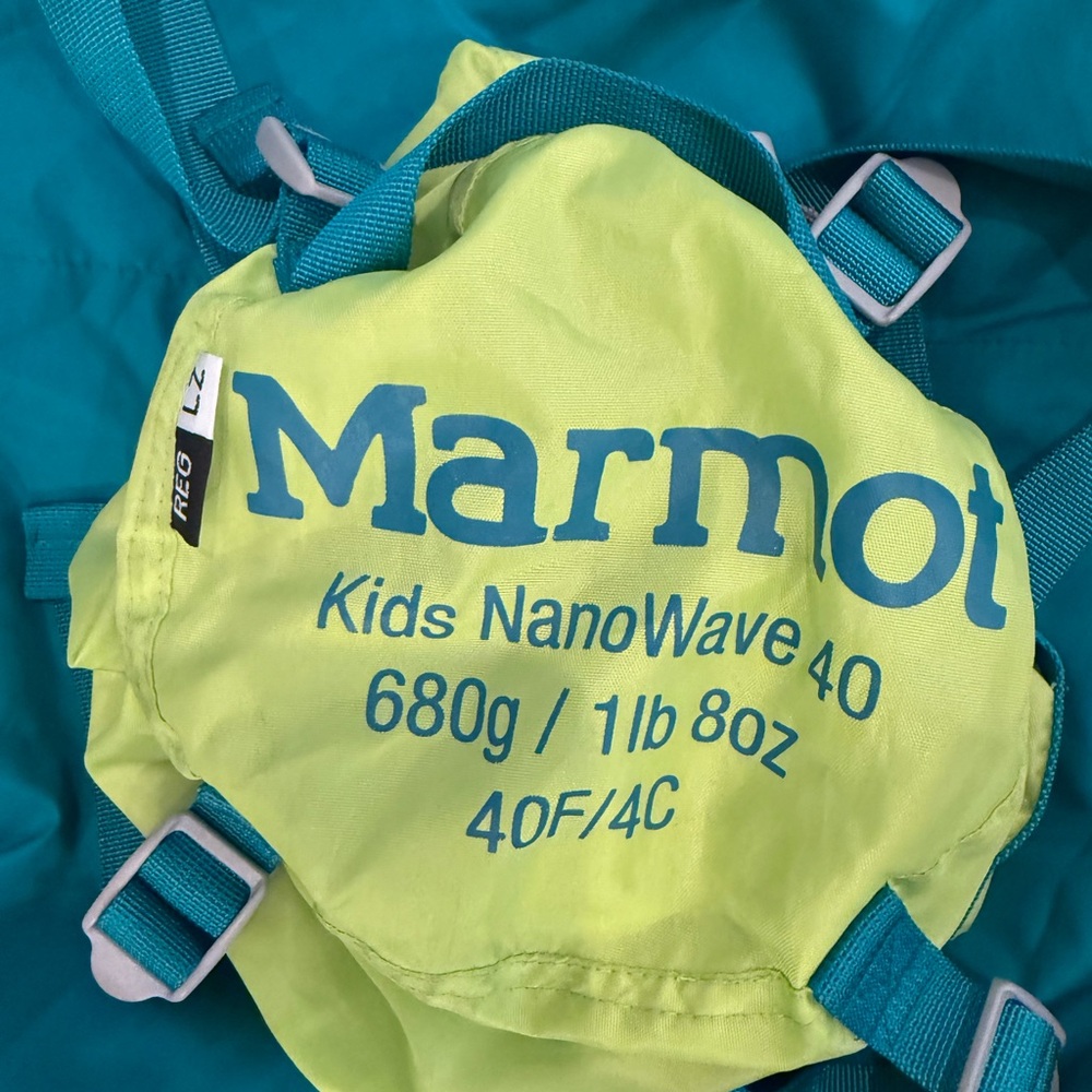 Marmot Kids NanoWave 40 Sleeping Bag - Teal and Lime